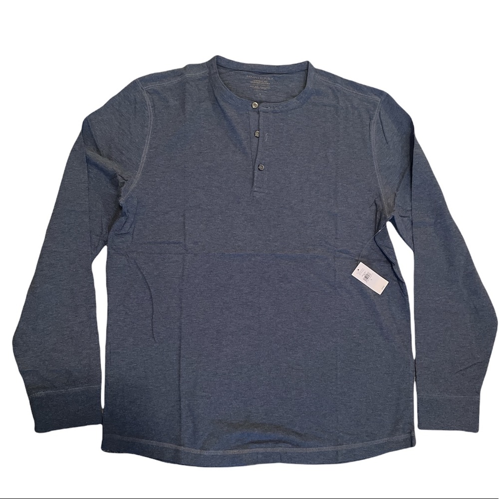 Mens Organic Soft Wash Henley Long Sleeve Sz L